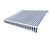 Telo di ricambio blu e bianco, 4 x 3 m, impermeabile, resistente ai raggi UV, tessuto per esterni, per balcone, terrazza, giardino, facile da installare, copertura per ombrellone da patio