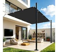 Telo di Ricambio per Ombrellone 2.6 x 4 m Impermeabile Tenda Sole per Esterno con Occhielli Protezione Raggi UV HDPE Tenda da Sole per Esterno Giardino Terrazza, Nero