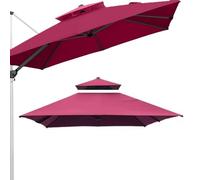 Telo di ricambio per ombrellone a sbalzo da 10 piedi x 10 piedi, da un metro quadrato, con 8 stecche, per patio, piscina, ombrellone offset, copertura parasole(Wine Red 300cm/10ft Double top)