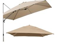 Telo di ricambio per ombrellone a sbalzo da 10 piedi x 10 piedi, da un metro quadrato, con 8 stecche, per patio, piscina, ombrellone offset, copertura parasole(Khaki 300cm/10ft Single top)