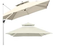 Telo di ricambio per ombrellone a sbalzo da 10 piedi x 10 piedi, da un metro quadrato, con 8 stecche, per patio, piscina, ombrellone offset, copertura parasole(Beige 300cm/10ft Double top)