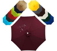 Telo di Ricambio per Ombrellone Copertura di ricambio per ombrellone a 6 stecche e 8 stecche, resistente ai raggi UV e impermeabile, adatta per giardino, bordeaux, 6 stecche: 2,7 m/8,9 piedi