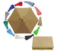 Telo di ricambio per ombrellone da esterno anti-UV a 6 stecche, resistente allo sbiadimento, telo di ricambio per ombrellone da giardino rotondo(Khaki 3m/10ft)