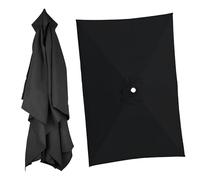 Telo di Ricambio per Ombrellone Rettangolare 3x2m 3x3.0m, Copertura Di Ombrellone da Giardino a 4/6/8 Stecche in Poliestere, Protezione UV 50+(Black,3.0 m x 3.0 m)