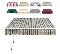 Telo di ricambio per tenda da balcone impermeabile e resistente ai raggi UV, copertura per tettuccio parasole con mantovana, color cachi, 4,5 x 3,5 m, perfetta per protezione solare e comfort