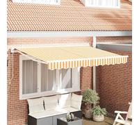 vidaXL Telo di ricambio per tenda da sole Giallo e Bianco 2,5 x 2 m, Tessuto moderno per tende rettangolari, resistente al sole, all'acqua, facile da pulire, perfetto per l'esterno