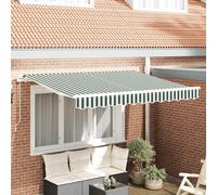 vidaXL Telo di ricambio per tenda da sole Verde e Bianco 3,5 x 2,5 m, Tessuto moderno per tende rettangolari, resistente al sole, all'acqua, facile da pulire, perfetto per l'esterno