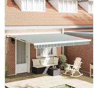 vidaXL Telo di Ricambio per Tenda da Sole Verde e Bianco 400 × 300 cm, Tenda da Balcone, Materiale Resistenti all'Acqua, Protezione UV, Ombra Estensibile, Copertura Esterna