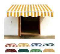 Telo Di Ricambio Per Tende Da Sole Da Giardino E Balcone 200cm 250cm 300cm 400cm 500cm Poliestere Ispessito 280g/m2 Impermeabile, Tessuto Parasole Per Tende(Yellow white,500x250cm)