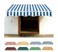 Telo Di Ricambio Per Tende Da Sole Da Giardino E Balcone 200cm 250cm 300cm 400cm 500cm Poliestere Ispessito 280g/m2 Impermeabile, Tessuto Parasole Per Tende(Blue white,300x150cm)