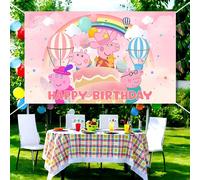Telo di sfondo colorato a tema Peppa Pig - Telo di sfondo per festa di compleanno - Telo di sfondo fotografico per feste - Telo di sfondo per feste, raduni e decorazioni di pareti Banner di sfondo F,B