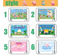 Telo di sfondo con tema Peppa Pig per festa di compleanno, telo di sfondo per festa a tema cartone animato e anime di Peppa Pig sfondo panno5,sfondo panno6,sfondo panno3,sfondo panno4,panno di sfondo1