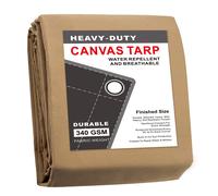 Telo di tela marrone chiaro CARTMAN da 10x12 piedi con occhielli antiruggine, 12 once, resistente e multiuso, per tenda da campeggio, catasta di