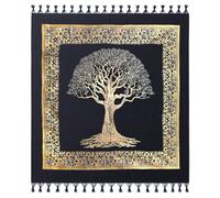 Telo Etnico Blu dorato Indiano telo mare con frange arredo cotone 210x240 cm