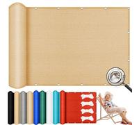 Telo frangivista durevole per balcone, 200 x 380 cm, traspirante, antivento, resistente agli strappi, per esterni, giardino, vela color sabbia