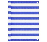 Telo frangivista per balcone in HDPE, 90 x 400 cm, blu e bianco, resistente ai raggi UV, con occhielli in alluminio e corda, frangivento ad alta densità, lascia passare il vento, per la privacy sul