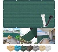 Telo frangivista per balcone, resistente alle intemperie, 0,85 x 3,5 m, traspirante, protezione dai raggi UV, leggero, trasparente, resistente al vento, con fascette, colore verde