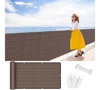 Telo Frangivisto Balcone Ringhiera 135 x 350 cm HDPE Protection UV Opaque Résistant Aux Contre Vent Rete Ombreggiante, Paravento per Balcone per Esterno Terrazza, Marrone
