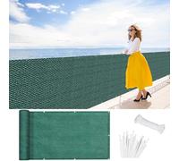 Telo Frangivisto Balcone Ringhiera 90 x 450 cm HDPE Protection UV Opaque Résistant Aux Contre Vent Rete Ombreggiante, Paravento per Balcone per Esterno Terrazza, Verde Scuro