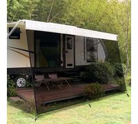 Telo Frontale per Tendalino Camper 2,44m x 3,8m, Pannello Parasole Traspirante per Veranda, Frangivista Universale per Roulotte con Kit Completo, 86% Protezione UV, Resistente a Vento e Pioggia