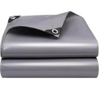 Telo Grigio con Occhielli, Telo Impermeabilizzante Bifacciale in PVC 1x1,2 M 2x2 M 2x3 M 3x4 M 4x5 M Copertura per Telo Resistente con Bordo Rinforzato, Telo per Pa, One Color, 4x4m(13.1ftx13.1ft)