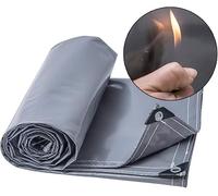 Telo Ignifugo Mahfei, Telo Impermeabile Resistente con Occhielli Resistenza allo Strappo del Riparo dalla Pioggia di Emergenza per La Copertura della Piscina della Barca della Tenda, Grey, 5x8m