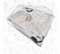 Telo Impermeabile 180 x 410 cm Resistente Alla Pioggia Telone Trasparente Impermeabile Occhiellato Resistente Ai Raggi UV per Antipioggia Balcone Legno Pianta Giardino, Colore trasparente