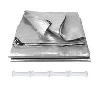 Telo Impermeabile da Esterno 290 x 500 cm Anti UV Telone di Copertura con Occhielli Universale per Coperture Polietilene Multiuso, Argento