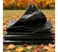 Telo impermeabile da Esterno,Telone Occhiellato PE Rinforzato Antistrappo | 130gr/m² Tendone da Esterno Resistente Alle Intemperie Tarp per Legna Da Ardere Auto Campeggio(Black,2x5m)