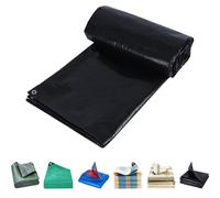 Telo Impermeabile Esterno 110 x 360 cm Antipioggia, Antistrappo, Antipolvere, Protezione Dal Vento, Protezione Solare, Telo Rinforzato Occhiellato, Telone Copritutto per Giardini Terrazze, Nero