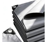 Telo Impermeabile Esterno 150 x 150 cm Impermeabile Multiuso | Resistente e Antistrappo, Pesante con Occhielli Rinforzati Telo Telone Occhiellato per Mobili da Giardino, Grigio