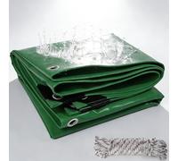 Telo Impermeabile Esterno 180 x 440 cm Impermeabile Multiuso | Resistente e Antistrappo, Pesante con Occhielli Rinforzati Telo Telone Occhiellato per Esterno, Giardino, Verde