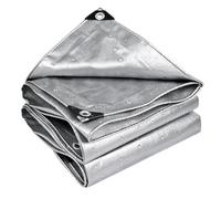 Telo Impermeabile Esterno 1x2m,PE Tarp con Rinforzato Occhielli 130g/m² | Telo Copertura Mobili da Giardino Invernale Multiuso per Piscina,Campeggio,Tenda,Barche,Legno,Auto(Silver,3x3m)