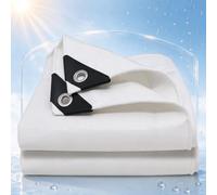Telo Impermeabile Esterno 1x2m,PE Tarp con Rinforzato Occhielli 130g/m² | Telo Copertura Mobili da Giardino Invernale Multiuso per Piscina,Campeggio,Tenda,Barche,Legno,Auto(White,5x8m)