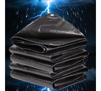 Telo Impermeabile Esterno, 200g/m² PE 2.5x2.5m Telone Occhiellato Impermeabile Rinforzato, Telo Protettivo Multiuso per Barche, Legno, Piscina, Mobili da giardino, Auto,nero