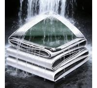 Telo Impermeabile Esterno, 200g/m² PE 3.5x3.5m Telone Occhiellato Impermeabile Rinforzato, Telo Protettivo Multiuso per Barche, Legno, Piscina, Mobili da giardino, Auto,argento verde