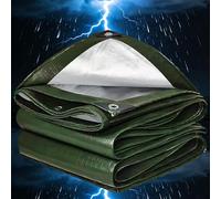 Telo Impermeabile Esterno, 200g/m² PE 3.5x3.5m Telone Occhiellato Impermeabile Rinforzato, Telo Protettivo Multiuso per Barche, Legno, Piscina, Mobili da giardino, Auto,verde argento