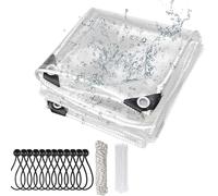 Telo Impermeabile Esterno 2Mx2M-420g/M² Telone con Occhielli Rinforzati,Teloni PVC Trasparente Protettivo Multiuso Resistente UV Antistrappo per Barche Legno Piscina Mobili da Giardino Auto