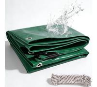 Telo Impermeabile Esterno 320 x 400 cm Impermeabile Multiuso | Resistente e Antistrappo, Pesante con Occhielli Rinforzati Telo Occhiellato Multiuso per Mobili da Giardino, Verde