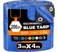 Telo Impermeabile Esterno, Telo Copritutto, Campeggio, Teli Impermeabili Per Esterno, Telo Occhiellato Antistrappo, Coperture Polietilene Multiuso, Telone impermeabile per esterno (3m x 4m 200grs)