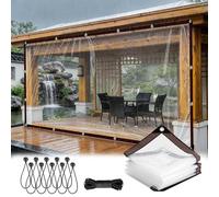 Telo Impermeabile In PVC Trasparente, Copertura Trasparente Rinforzata Antivento Per Mobili Da Giardino, Serra, Fienile, Uso Esterno Clear, 5×8 FT
