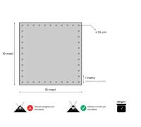 Telo impermeabile da Esterno 10x10 mt 260 gr/m² | Telone Occhiellato In Polietilene Rinforzato Antistrappo con Occhielli Antiruggine, Angoli Rinforzati e Corda Perimetrale