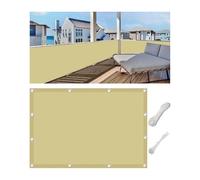 Telo impermeabile per balcone, protezione UV, frangivento, per esterni, 80 x 350 cm, colore sabbia, con occhielli per una facile installazione