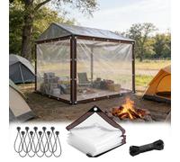 Telo Impermeabile Trasparente, Antistrappo E Resistente All'usura, Occhielli Antiruggine, Perfetto Per Coperture Esterne, Campeggio, Protezione Di Mobili, Pollaio, Balcone Clear,4×4 FT