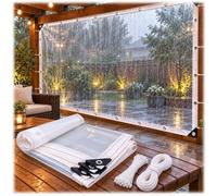 Telo impermeabile trasparente per terrazzo con occhielli in PE | Schermatura antivento e antipioggia per pergola gazebo balcone portico serra pollaio veranda giardino(2.5x3.0m)