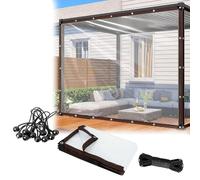 Telo Impermeabile Trasparente Sottile Ma Resistente, Copertura Trasparente Con Occhielli Per Gazebo Da Giardino, Piccolo Giardino, Uso Esterno Clear, 5×8 FT