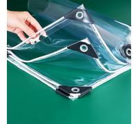 Telo In PVC Trasparente Con Occhielli, Telone 420g/m² Resistente, 2,5x2,5m | 0,35 mm, telone resistente alle intemperie, distanza tra gli occhielli: 30 cm, resistente, antistrappo, trasparente