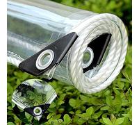 Telo in PVC Trasparente Impermeabile, Spessore 0,35 mm, Resistente, con Occhielli, 400 g/m², Ideale per verande, Tende da Sole e Protezione Esterna (3,4 m x 7,8 m).