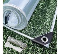 Telo in PVC Trasparente per impieghi gravosi telone Trasparente Impermeabile Resistente agli Strappi con Occhielli per Campeggio e Serra,H1*l1,150x150cm/5x5ft