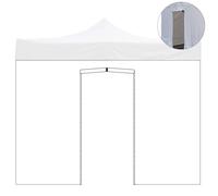 Telo laterale 3x2m bianco impermeabile con porta avvolgibile per gazebo richiudibile Market-Pro
